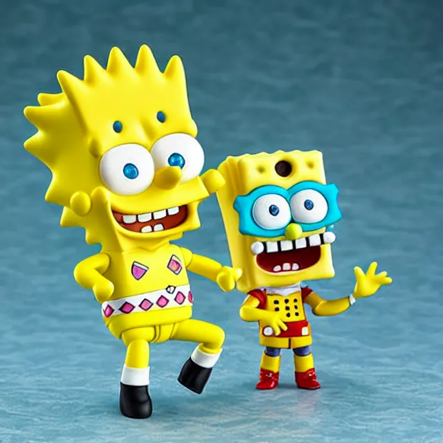 Prompt: spongebob bart simpson, an anime nendoroid of spongebob as bart simpson, figurine, detailed product photo