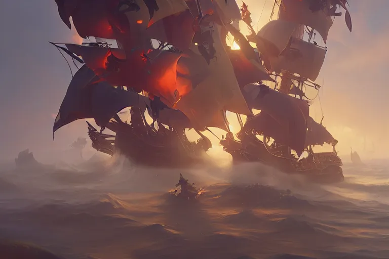 Prompt: pirate fired from a cannon sea of thieves, fantasy, digital painting, volumetric light, intricate, sharp, focus, bloom, illustration, highly detailed, concept art, matte, ruan jia, randy vargas, greg rutkowski