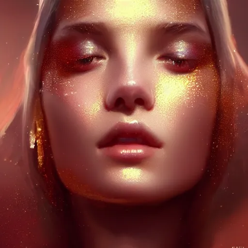 Prompt: a beautiful portrait of a crystal goddess with glittering skin by greg rutkowski and raymond swanland, trending on artstation, ultra realistic digital art