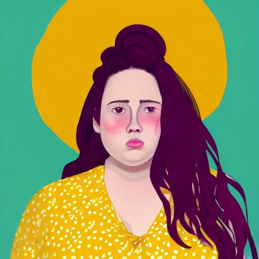 Prompt: colorful and festive cute female young plus size female todd solondz with tan skin, clear sharp female todd solondz face, wearing yellow floral blouse. fat full body, rich vivid pastel colors, ambient lighting, dynamic lighting, 4 k, atmospheric lighting, painted, intricate, highly detailed by charlie bowater