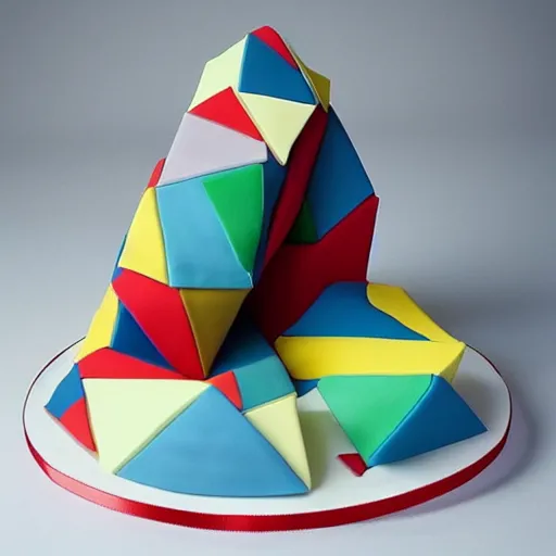 Image similar to “a low poly multilevel birthday cake by John Chamberlain”