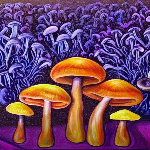 painting of Mushrooms growing out of terence McKennas | Stable ...