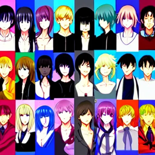 Image similar to there were eight anime people, no more than eight. Less than nine but more than seven, eight eight eight, 2 girls 6 guys digital art