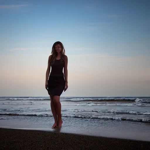 Image similar to a beautiful girl standing on the beach