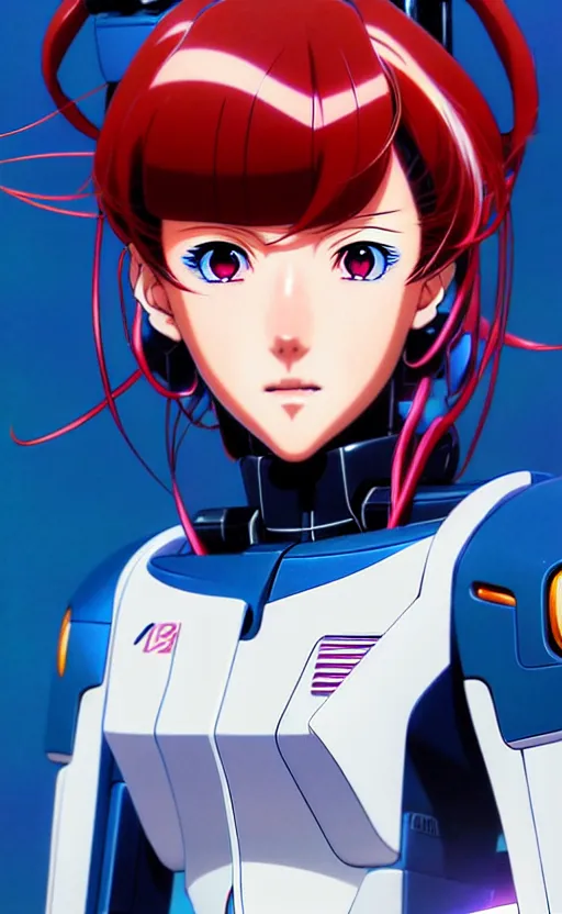 Image similar to An anime portrait of beautiful girl still from Robotech 1985 by Stanley Artgerm Lau ,WLOP , Ilya Kuvshinov , James Jean , Andrei Riabovitchev symmetrical