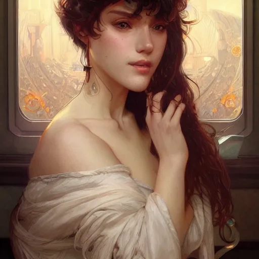 Prompt: ultra realistic illustration, manic pixie dream girl, intricate, elegant, highly detailed, digital painting, artstation, concept art, smooth, sharp focus, illustration, art by artgerm and greg rutkowski and alphonse mucha