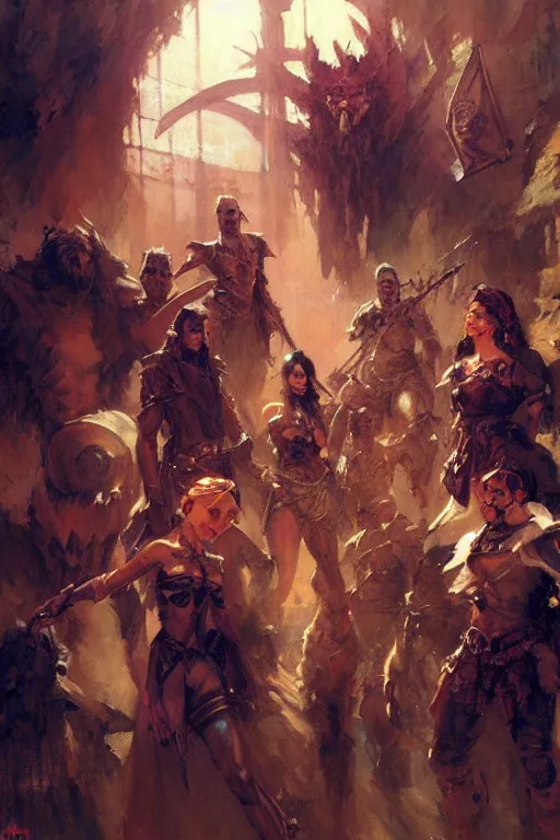 Prompt: jinjer band portrait dnd, painting by gaston bussiere, craig mullins, greg rutkowski, yoji shinkawa