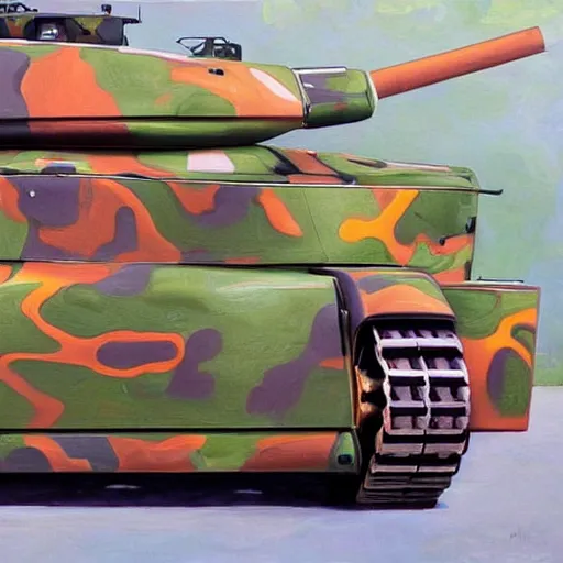 Image similar to a beautiful complex painting of a car shape as a tank