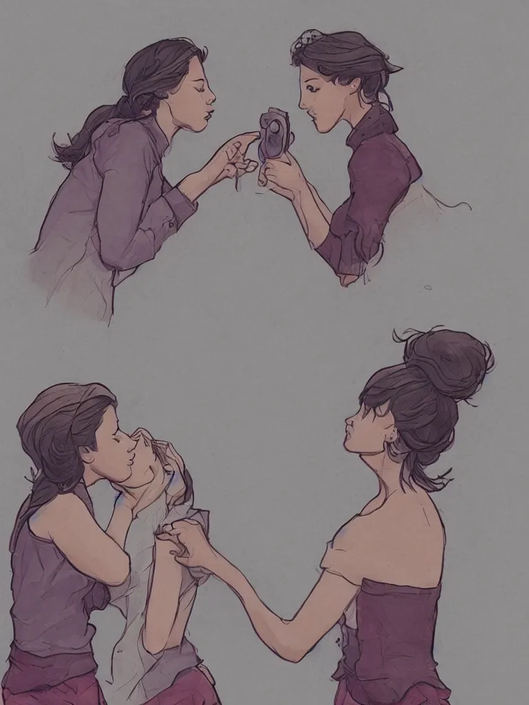 Prompt: lesbian love by disney concept artists, blunt borders, rule of thirds