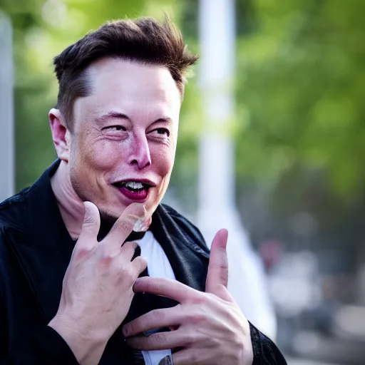 Image similar to elon musk crying after realizing the joke is on him. cinematic 8 k, depth of field, bokeh.