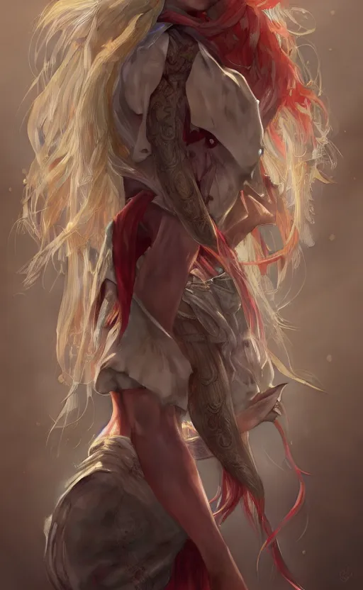 Image similar to full body shot of a young girl with blond twin tail hair and red eyes, ultra realistic, concept art, intricate details, eerie, highly detailed, photorealistic, octane render, 8 k, unreal engine, art by artgerm and greg rutkowski and alphonse mucha