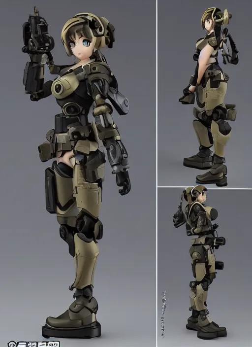 Image similar to toy design,Power Armor, portrait of the action figure of a girl, girls frontline style, anime figma figure, studio photo, flight squadron insignia, realistic military gear, 70mm lens, round elements, photo taken by professional photographer, by shibafu, trending on , symbology, anime character anatomy 4k resolution, matte, empty hands, realistic military carrier, forest