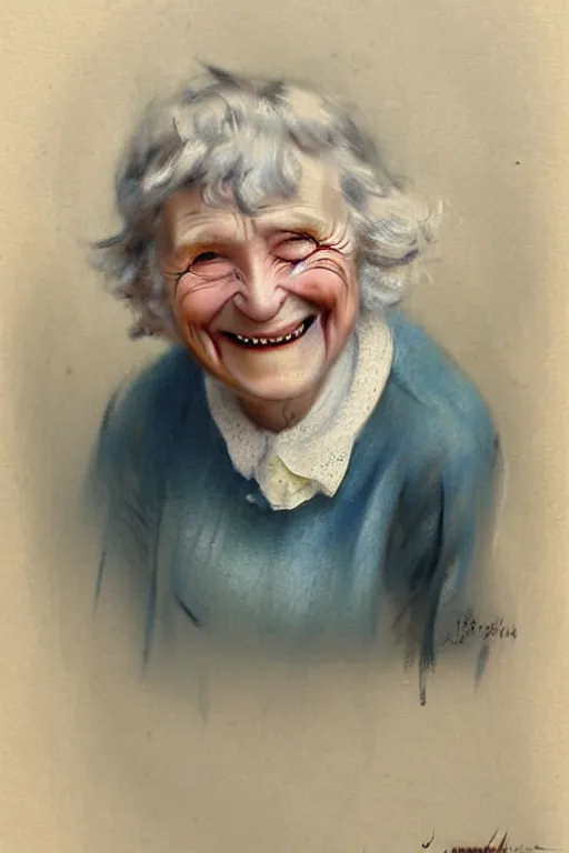 Prompt: ( ( ( ( ( 1 9 5 0 s retro happy smiling grandma face portrait. muted colors. ) ) ) ) ) by jean - baptiste monge!!!!!!!!!!!!!!!!!!!!!!!!!!!!!!