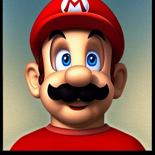 Prompt: portrait of real life super mario by lee jim