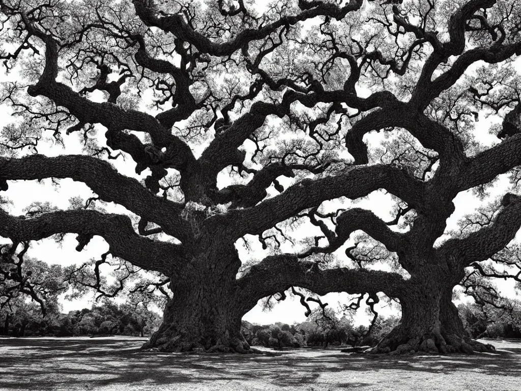 Image similar to the very beautyful highly detailed gravure of the large oak tree