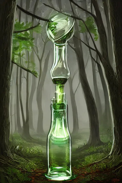 Prompt: a forest in a bottle, digital art, trending on artstation