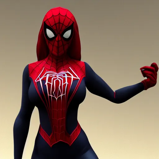 Image similar to Spiderwoman Trending on ArtStation, Digital 3D, Female, Girl, Woman