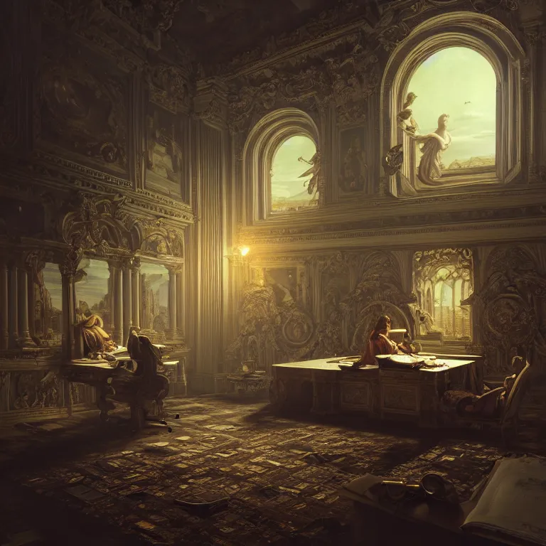 Image similar to motherboard, chip circuit, computer, dream - like atmosphere, baroque landscape painting, perfect composition, beautiful detailed intricate insanely detailed octane render trending on artstation, 8 k artistic photography, photorealistic, soft natural volumetric cinematic perfect light, chiaroscuro, award - winning photograph, masterpiece, raphael, caravaggio, greg rutkowski, beeple