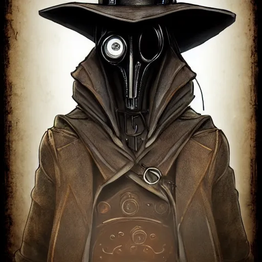 Image similar to steampunk plague doctor, digital art, artstation, highly detailed