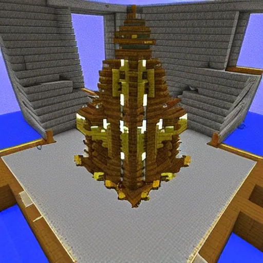 Image similar to church in the middle of space in minecraft