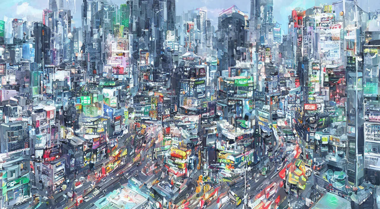 Image similar to “a digital painting of tokyo”