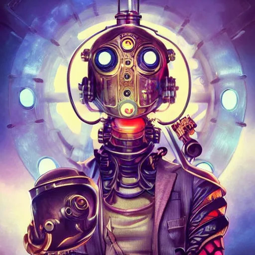 Image similar to Lofi Biopunk Steampunk Cyberpunk Bioshock Pokemon portrait, Pixar style, by Tristan Eaton Stanley Artgerm and Tom Bagshaw.