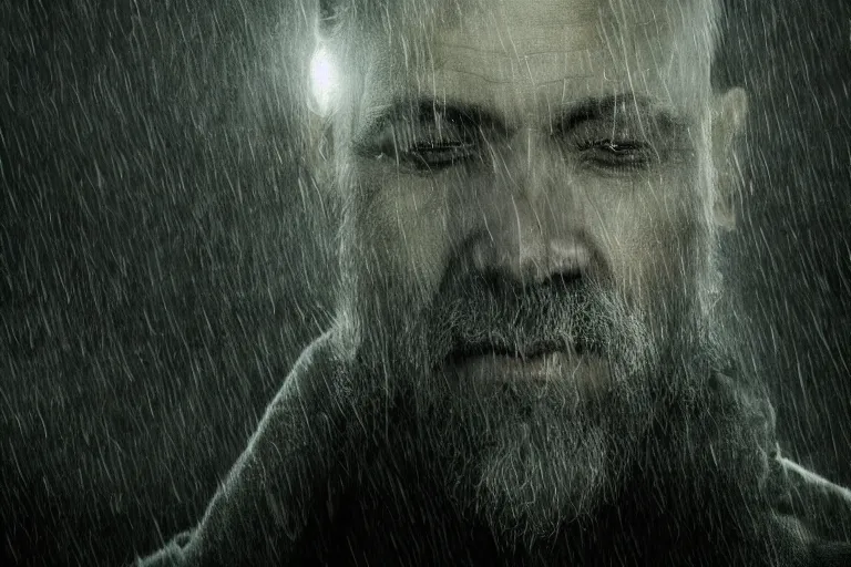 Prompt: an ultra realistic cinematic!! headshot portrait!! of an evil wizard in a vast serene landscape with trees and rivers in the matrix, matrix code, detailed, deep focus, movie still, dramatic lighting, ray tracing, by michal karcz and ryoji ikeda