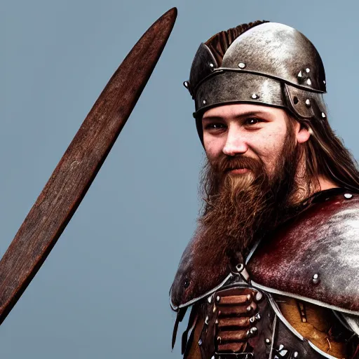 Prompt: Viking warrior. realistic, photo studio, HDR, 8k, trending on artstation