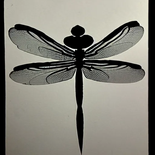 Image similar to zen dragonfly, calligraphy ink