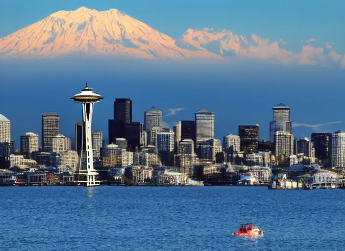 Image similar to seattle being attacked by a sea monster