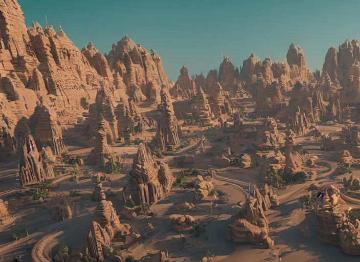 Image similar to a sandstone city in a desert. intricate artwork by Tooth Wu and wlop and beeple. octane render, hyper realism, 8k