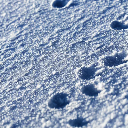 Image similar to extreme closeup hd 8 k hyper detailed photograph of bootprints in the snow w 1 2 1 6