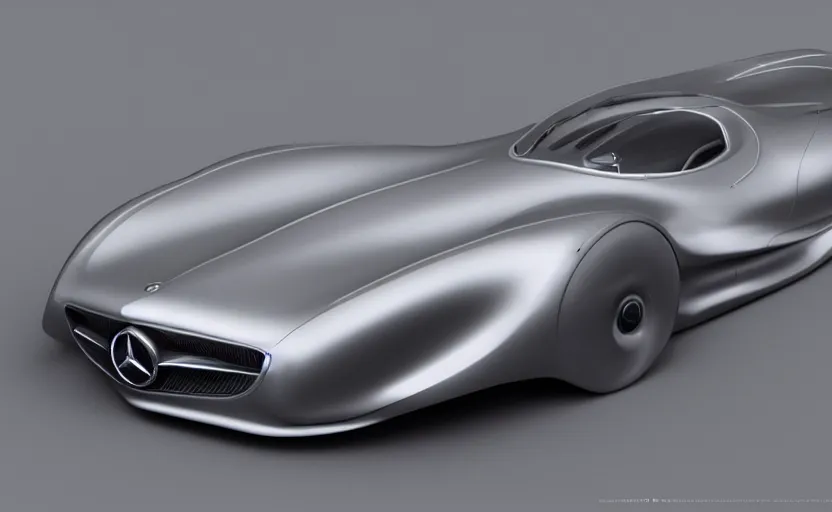 Prompt: 2040 mercedes-benz streamliner, concept car, concept art, by Ash Thorp, 3D render, Octane Render