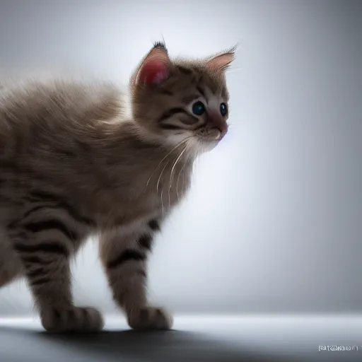 Image similar to full body pose, hyperrealistic photograph of a jedi kitten, dim volumetric lighting, 8 k, octane beautifully detailed render, extremely hyper detailed, intricate, epic composition, cinematic lighting, masterpiece, trending on artstation, very very detailed, stunning, hdr, smooth, sharp focus, high resolution, award, winning photo, dslr, 5 0 mm
