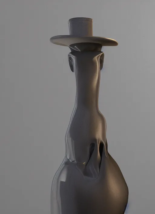 Image similar to a sculpture of a man standing next to a tall vase, a raytraced image by Hikari Shimoda, polycount, video art, vray tracing, ray tracing, rendered in unreal engine