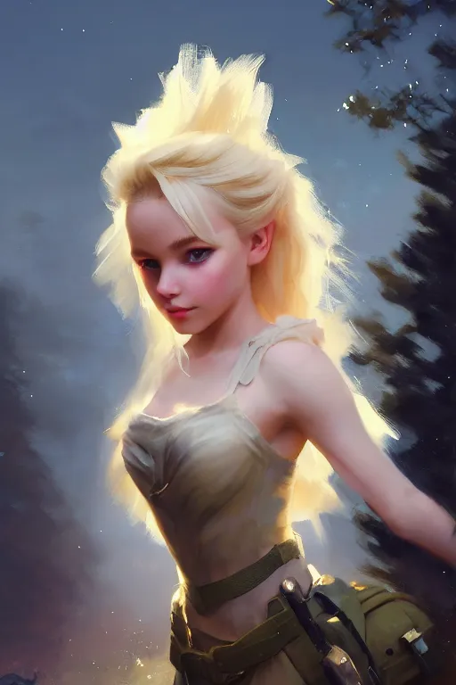 Image similar to cinematic shot of an epic portrait of a cute blonde fairy dressed in military clothes, stylised military clothes, shiny skin, beautiful eyes, beautiful, small details, night setting, realistic poster with volumetric light from craig mallism, artgerm, jeremy lipkin and michael garmash, unreal engine, radiant light, digital art, trends at art station, a masterpiece