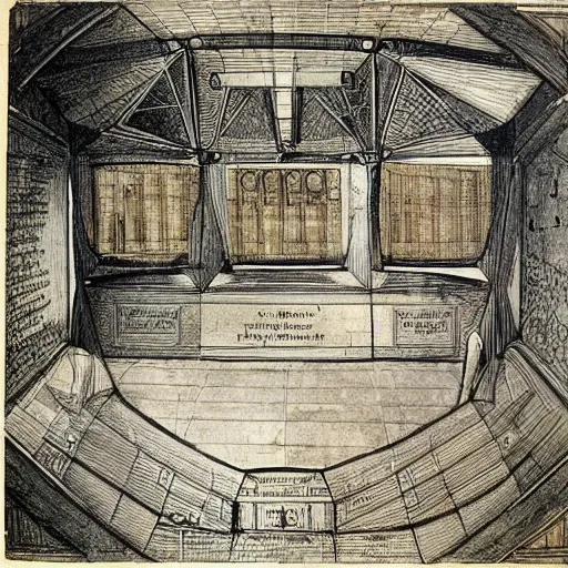 Image similar to Vintage, detailed, sketch of Oculus Rift, with full descriptions, on parchment, as depicted in Leonardo da Vinci's Codex Atlanticus