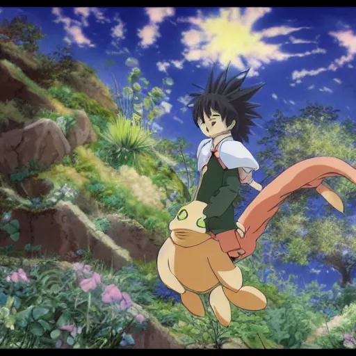 Image similar to anime, sharp focus, breath taking beautiful, Aesthetically pleasing, newts, happy, funny, silly digital concept art by Hayao Miyazaki and Akira Toriyama and Makoto Shinkai and Studio Ghibli, fine art, high definition, HDR, HD, 8K, award winning, trending, featured, masterful, dynamic, energetic, lively, elegant, Richly textured, Richly Colored, masterpiece.