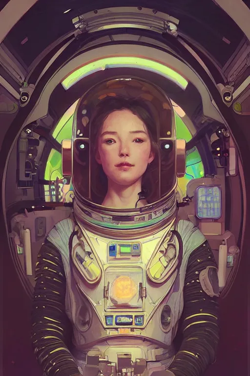 Prompt: portrait armored astronaut girl, inside spaceship command room viewing space and earth, ssci-fi, neon light effect and fantasy, intricate and very very beautiful and elegant, highly detailed, digital painting, artstation, concept art, smooth and sharp focus, illustration, art by tian zi and WLOP and alphonse mucha