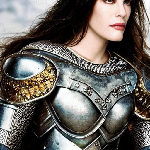 Image similar to photo of liv tyler as a warrior with diamond encrusted armour