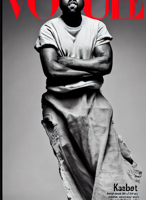 Prompt: kanye west photoshoot, annie leibovitz, posing, style, vogue magazine, highly realistic. high resolution. highly detailed. dramatic. 8 k. 4 k.