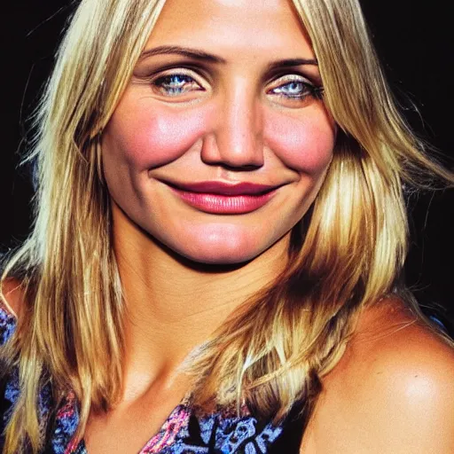 Prompt: teenage cameron diaz portrait in studio