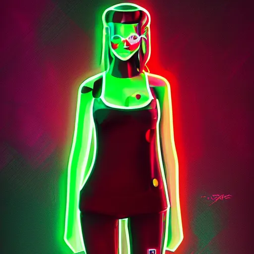 Image similar to cyberpunk girl, neon, digital art