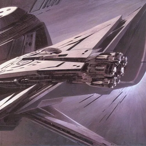 Image similar to concept art of a star wars spaceship, caravaggio