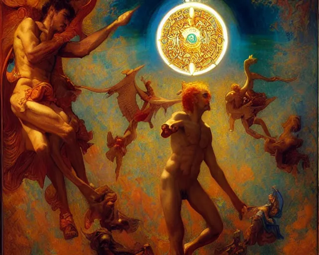 Image similar to the nine spheres of heaven from dante's divine comedy with lots of colours. highly detailed painting by gaston bussiere, craig mullins, j. c. leyendecker 8 k