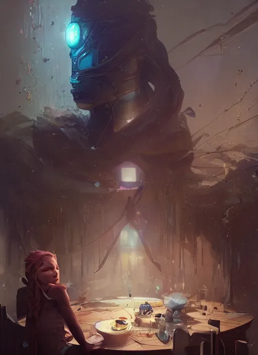 Prompt: photorealistic by michael komarck, greg rutkowski, victo ngai, artgerm, willem claesz heda and j. dickenson, numenera