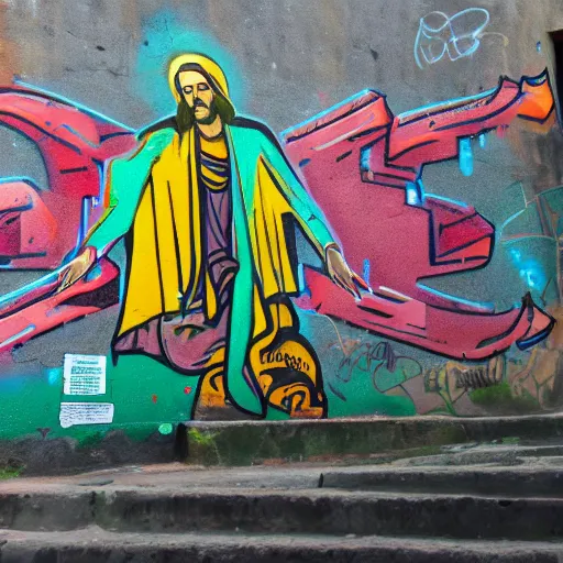 Prompt: graffiti in christ the redeemer