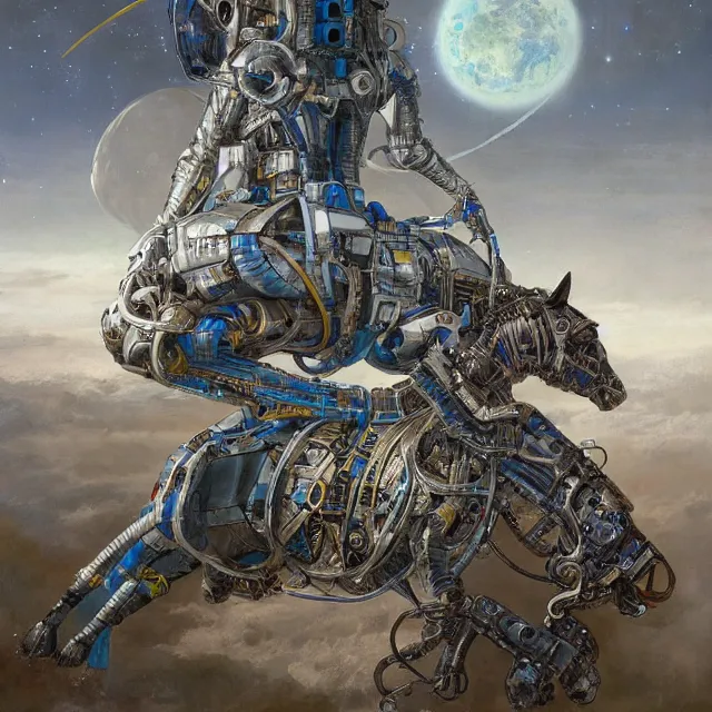Image similar to astronaut on on all fours, horse from above, industrial sci - fi, by mandy jurgens, ernst haeckel, james jean