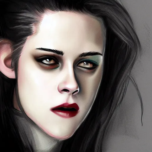 Image similar to Kristen Stewart sketch, digital art by Serge Birault 8k, HD