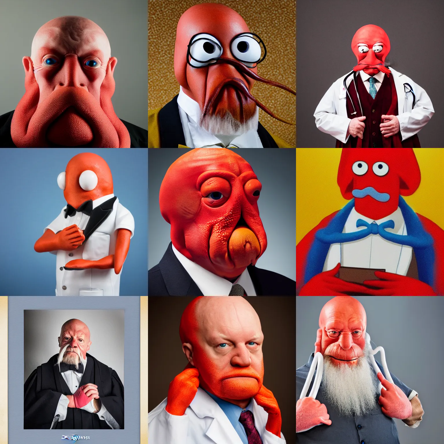 Prompt: Portrait photograph of Dr Zoidberg